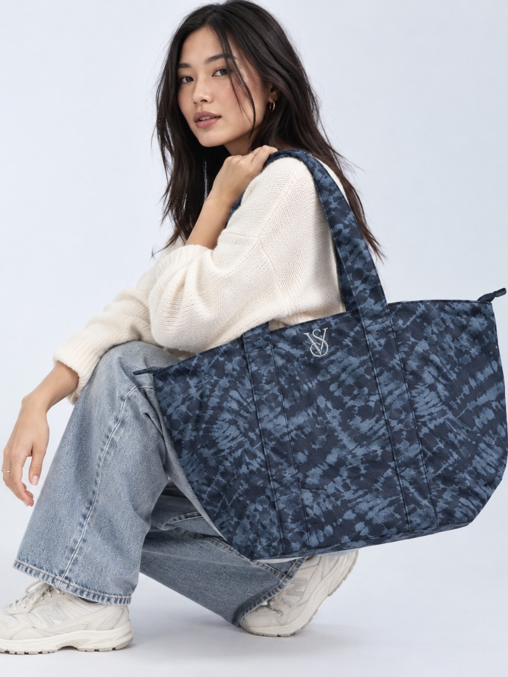 NWOT Victoria's Secret Navy Tie-Dye Tote Bag Weekender Bag